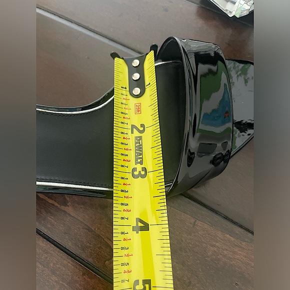 LOUIS VUITTON BLACK PATENT CLEAR BLOCK HEEL ANKLE STRAP SANDAL 36.5 - Picture 15 of 16